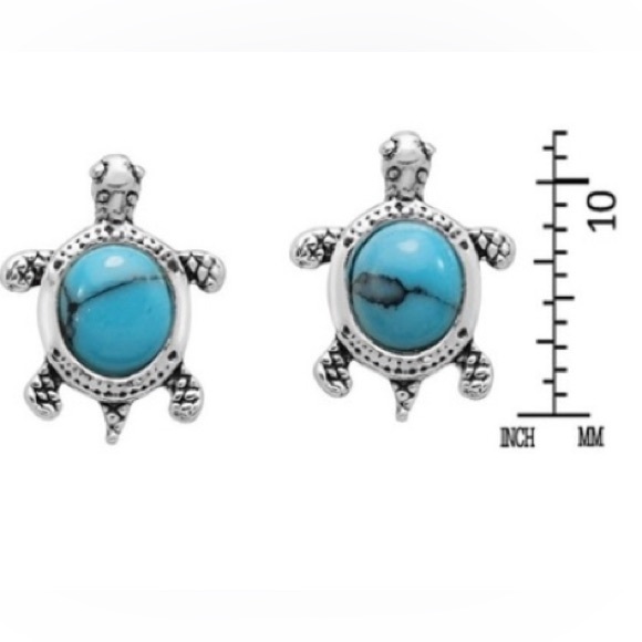 - NWT   925 Sterling Silver and blue turquoise Turtle stud earrings. - Picture 1 of 3